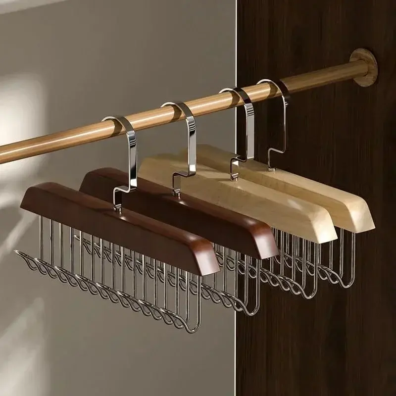 Solid Wood Hanger Hook Women Storage Bra Hanger Household Belt Hanger Durable 8 Hooks Rack Closet Clothes Organizer Storages