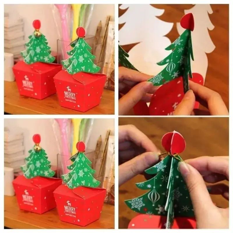 20PCS Christmas Advent Candy Box Santa Paper Gift Box Christmas Tree Christmas Gift Packaging Paper Box