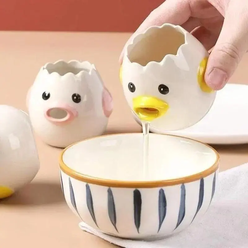 Funny Small Chick Separator Suitable Eggs Yolk White Separator Ceramics Creative Cartoon Eggs Kitchen Tools Home Cook Accessory
