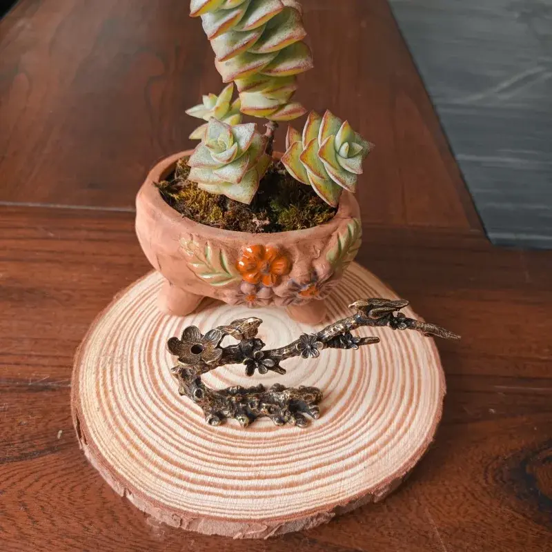 Antique Copper Magpie Plum Tree Branch Ornaments Creative Stump Incense Burner Home Office Desk Accessories Home Decor Crafts