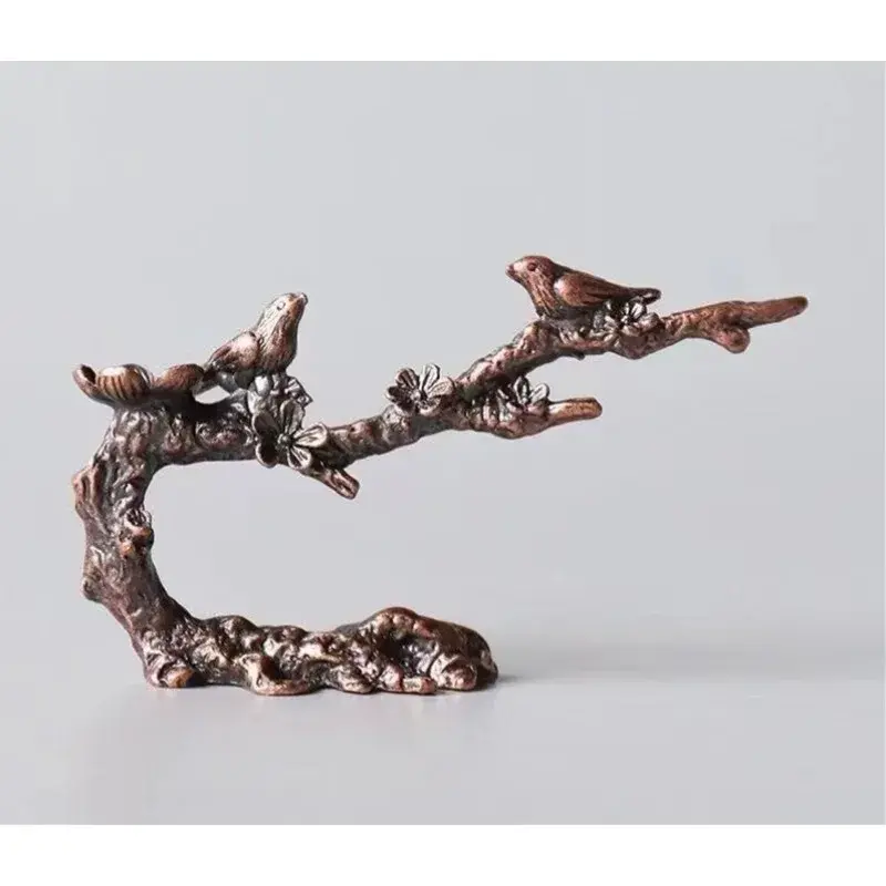 Antique Copper Magpie Plum Tree Branch Ornaments Creative Stump Incense Burner Home Office Desk Accessories Home Decor Crafts