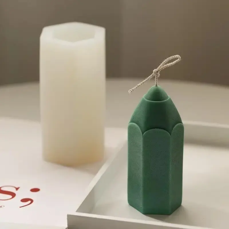 DIY Cylindrical Aromatherapy Candle Soap Gypsum Resin Manual Candle Making Products Mold 3D Pencil Shape Silicone Candle Mould