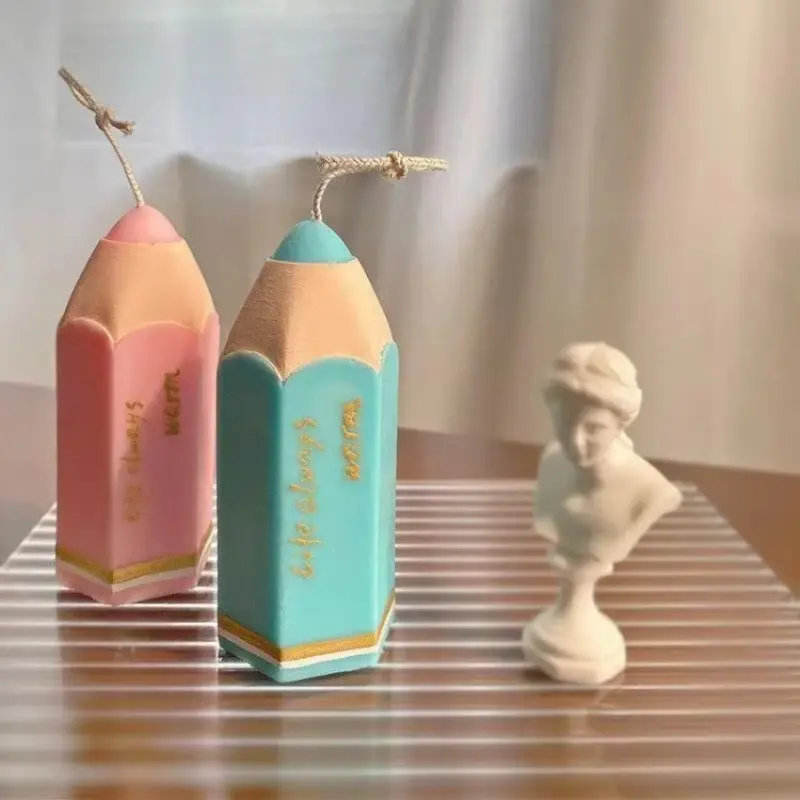 DIY Cylindrical Aromatherapy Candle Soap Gypsum Resin Manual Candle Making Products Mold 3D Pencil Shape Silicone Candle Mould