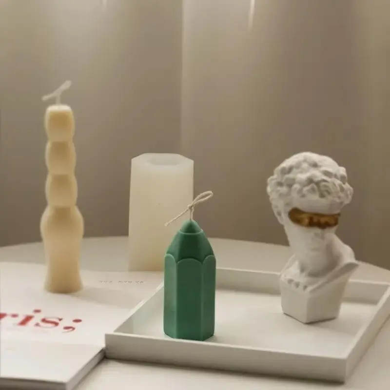 DIY Cylindrical Aromatherapy Candle Soap Gypsum Resin Manual Candle Making Products Mold 3D Pencil Shape Silicone Candle Mould