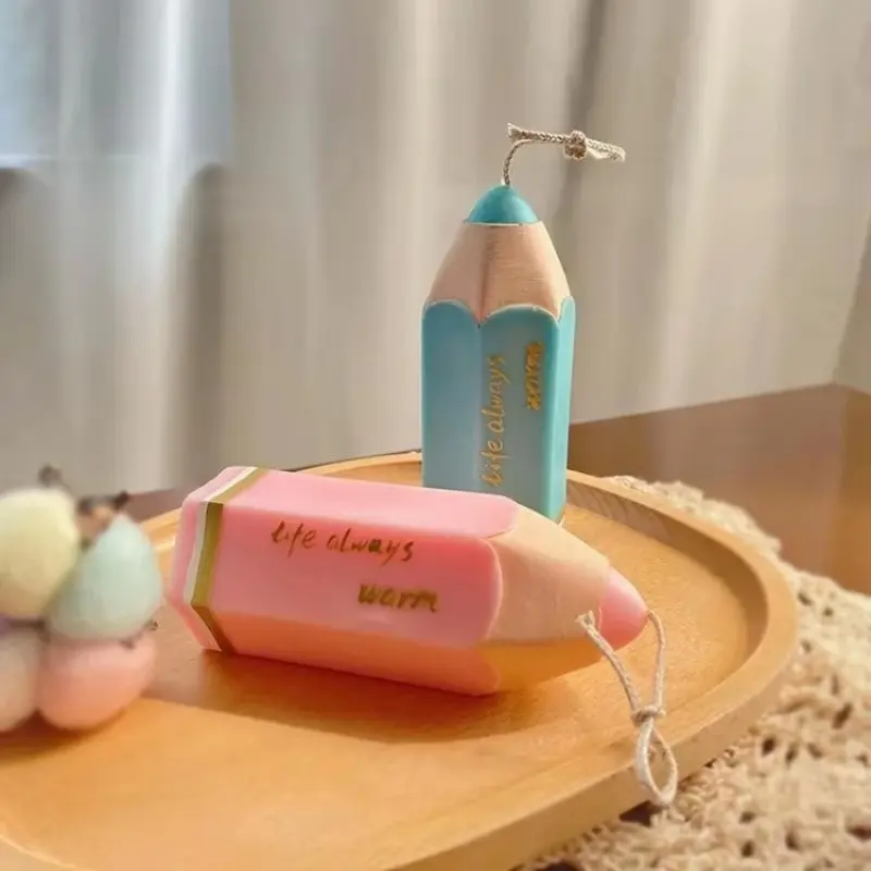 DIY Cylindrical Aromatherapy Candle Soap Gypsum Resin Manual Candle Making Products Mold 3D Pencil Shape Silicone Candle Mould