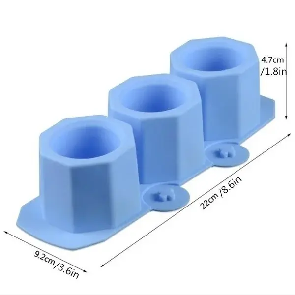 1Pcs Fleshy Flower Pot Silicone Mold Octagonal 3 Holes Concrete Mould Candlestick Mold Ceramic Clay Mold Color Random