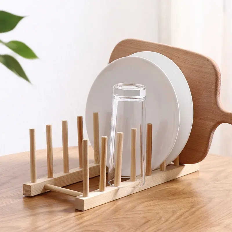 DIY Locker Bamboo Drain Rack Wooden Plate Rack Dish Rack Kitchen Organizer For Plates/Cutting Boards/Plates/Cups/Pot Lid