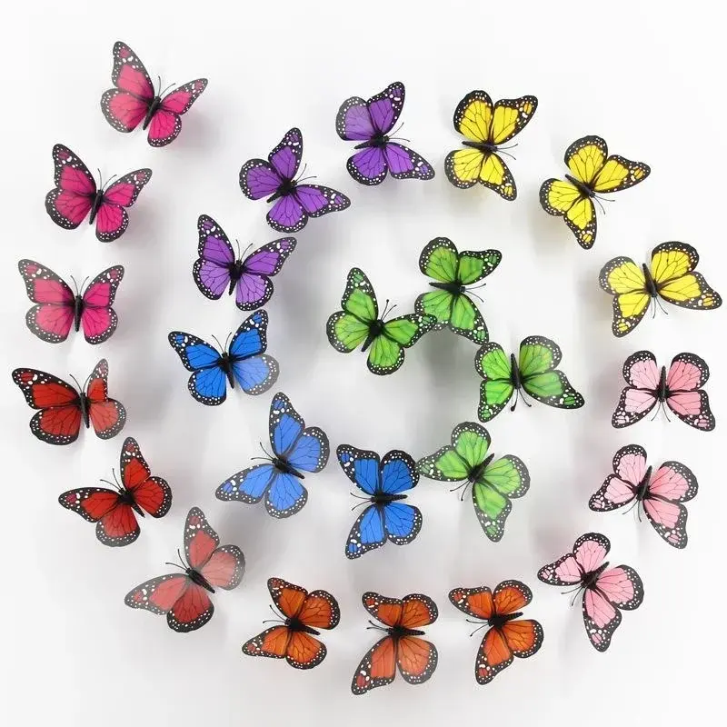 New 10Pcs 4.72 In Monarch Butterfly Decoration Stickers Fake Butterflies for Crafts Artificial Wall 3D Home Decor