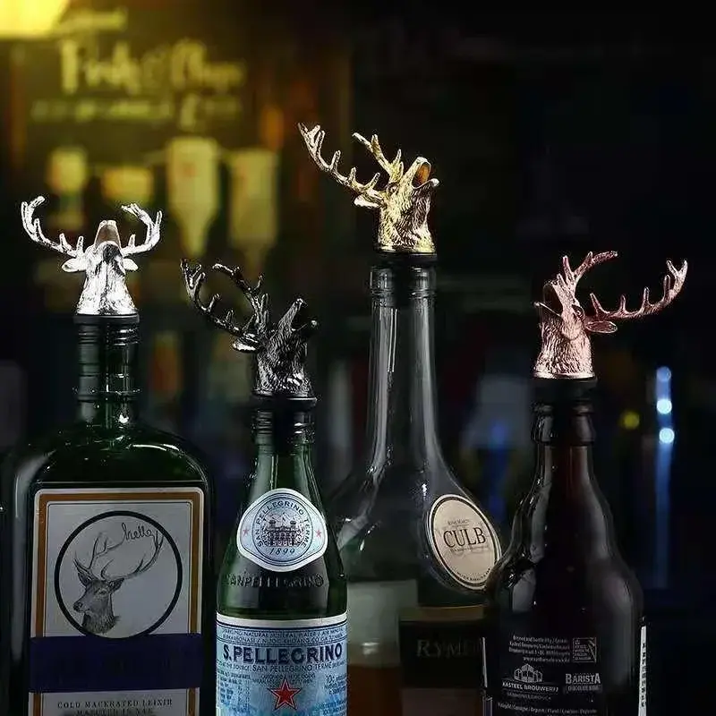 Zinc Alloy Deer Head Wine Pourer Unique Stag Wine Bottle Stoppers Wine Aerators Bar Tools Kitchen Accessories