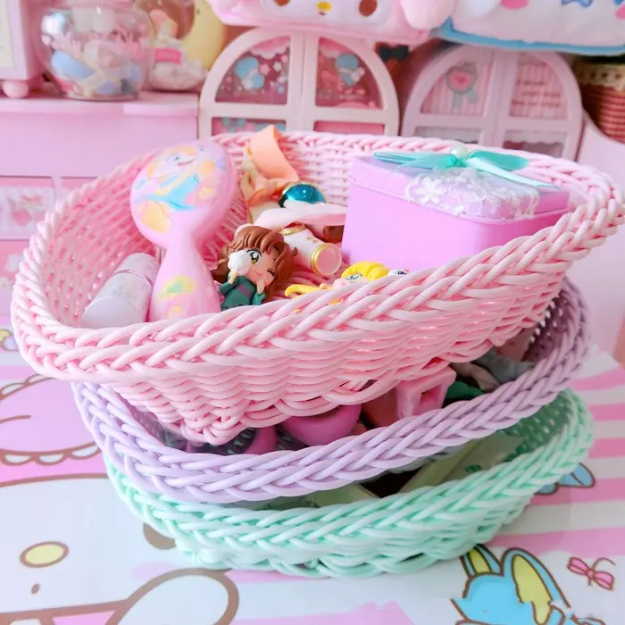 Home Storage Basket Desktop Basket Photo Props for Home Storage Decoration Sweet Color Basket Nordic Storage Fruit Basket