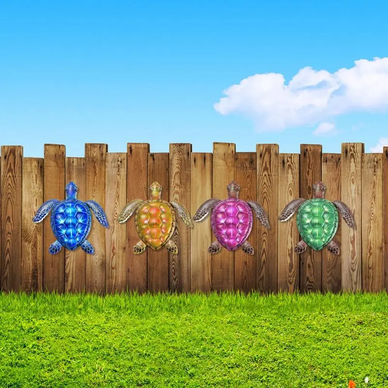 Ocean Series Metal Turtle Indoor Outdoor Living Room Colorful Hanging Sculpture Iron Art Wall Decor Home Garden Gift