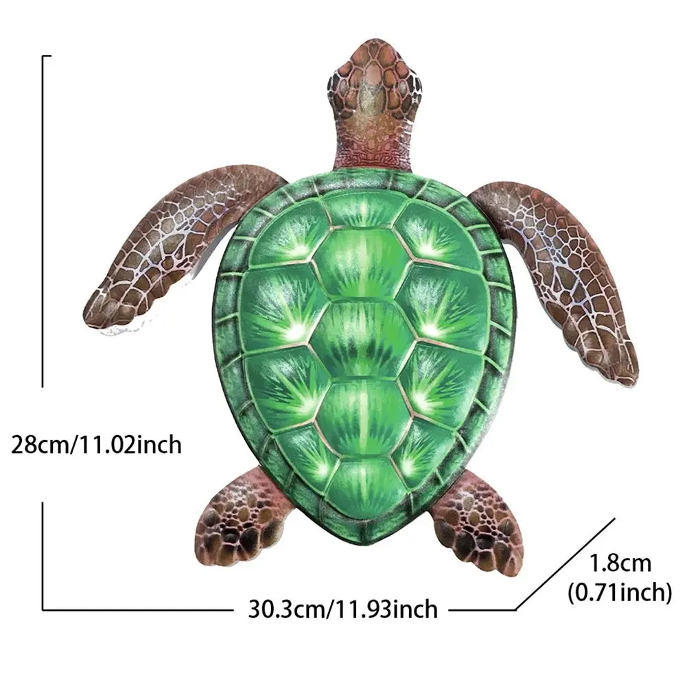 Ocean Series Metal Turtle Indoor Outdoor Living Room Colorful Hanging Sculpture Iron Art Wall Decor Home Garden Gift