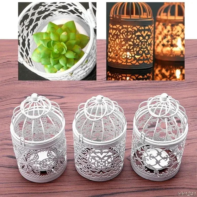 1PC Creative Candelabros Hollow Hanging Bird Cage Candle Holder Candlestick Lantern Bridal Decor Vintage Candlesticks Home Decor