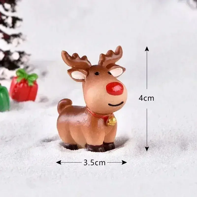 Christmas Elk Snowman Sleigh Deer Car Snow Landscape Miniature Ornament DIY Miniature Garden Bonsai Crafts Decoration