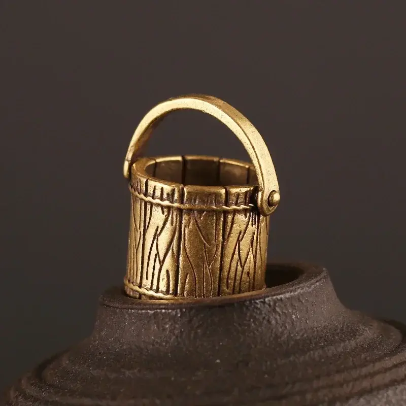 Antique Small Copperware Buddha Tea Mini Bucket Set Copper Teacup Brass Keychain Pendant Home Decoration Crafts Gift