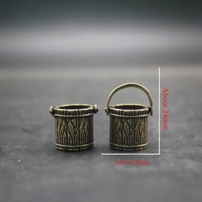 Antique Small Copperware Buddha Tea Mini Bucket Set Copper Teacup Brass Keychain Pendant Home Decoration Crafts Gift