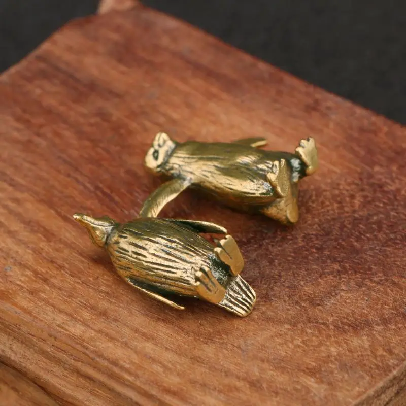 Funny Brass Standing Little Penguin Statue Desktop Decorative Trinkets Creativity Marine Animal Cute Craft Collection Children