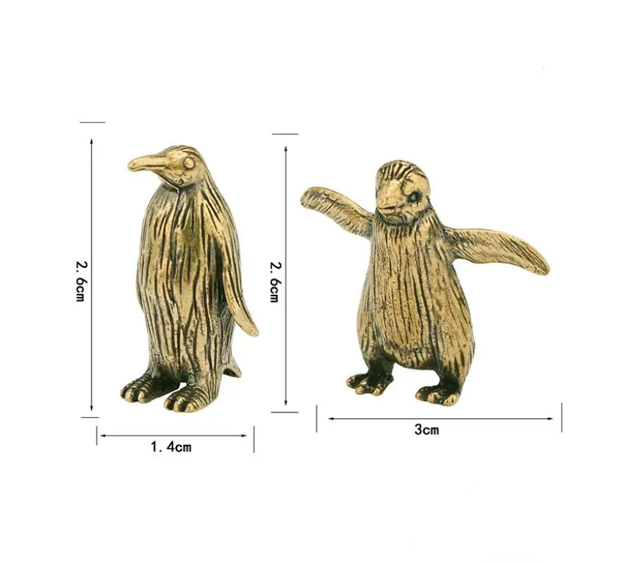 Funny Brass Standing Little Penguin Statue Desktop Decorative Trinkets Creativity Marine Animal Cute Craft Collection Children