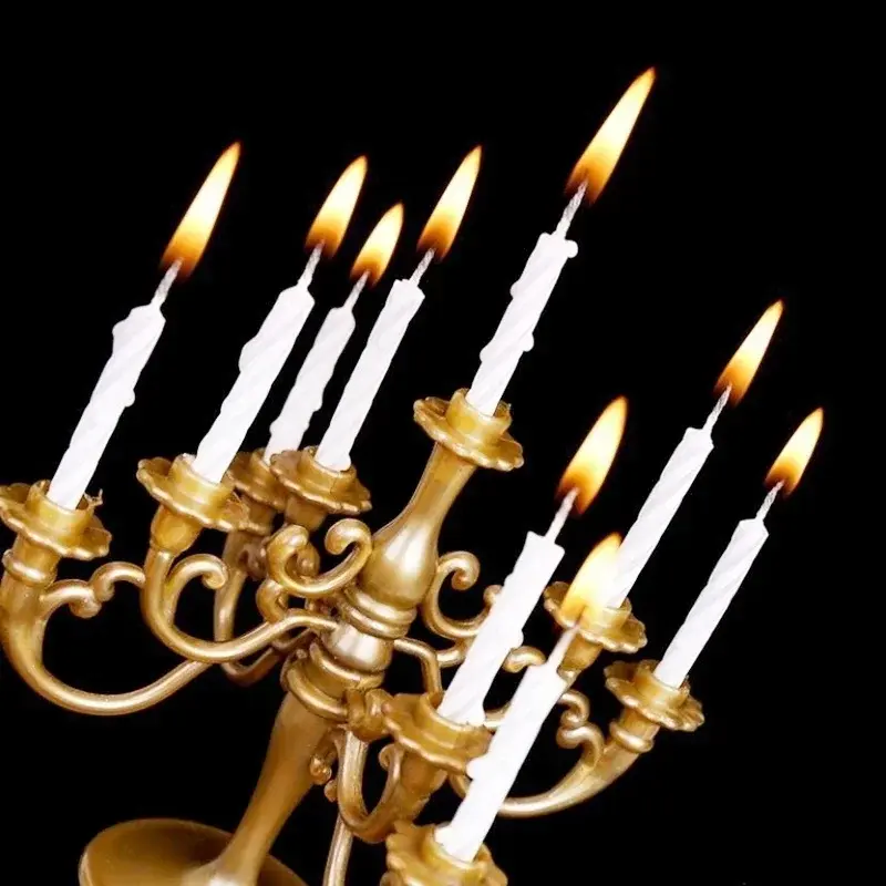 9PCS Candles and Candlestick Bracket 1 Set Cake Topper Birthday Party Cake Candle Holders Toppers Decoration