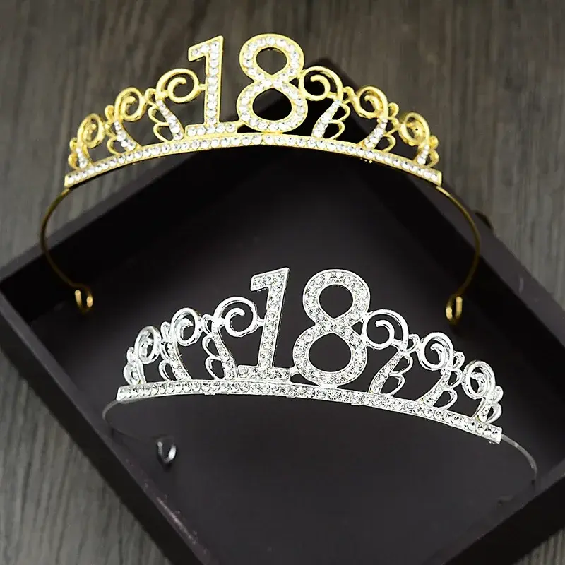 1 Pcs 18th  Birthday Princess Crown Headband Crystal Wedding Crown Hairband Women Headwear Hair Decor