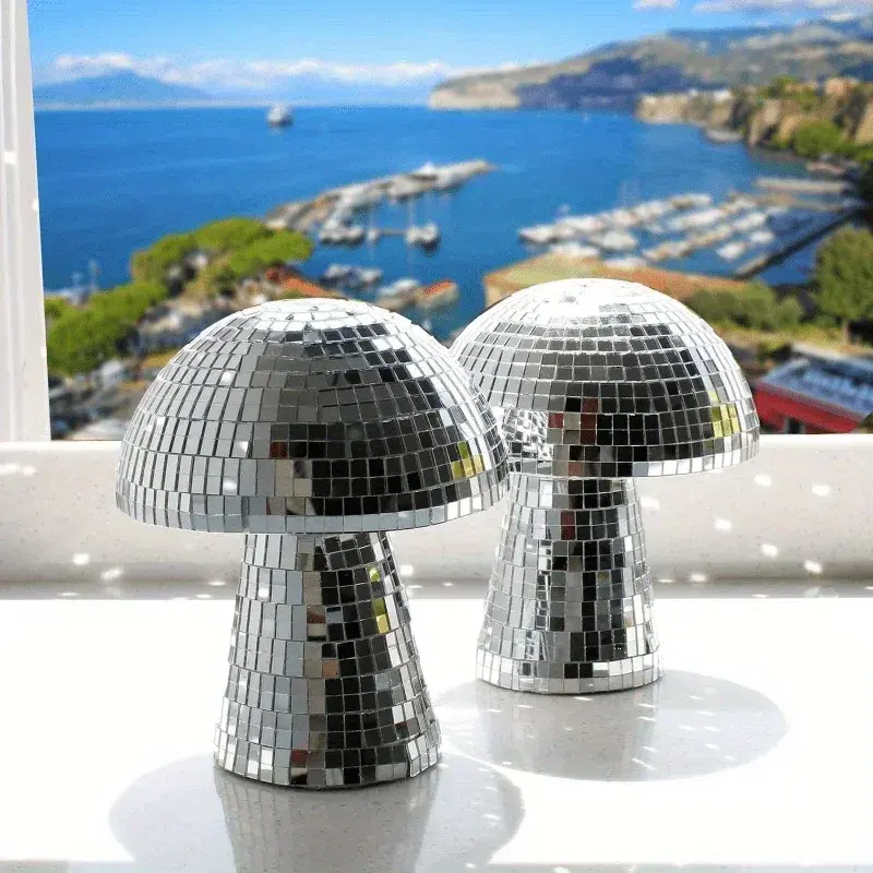 Mushroom Disco Ball Mirror Reflective Mushroom Ornament Bouncing Di Ornament Bar Decoration