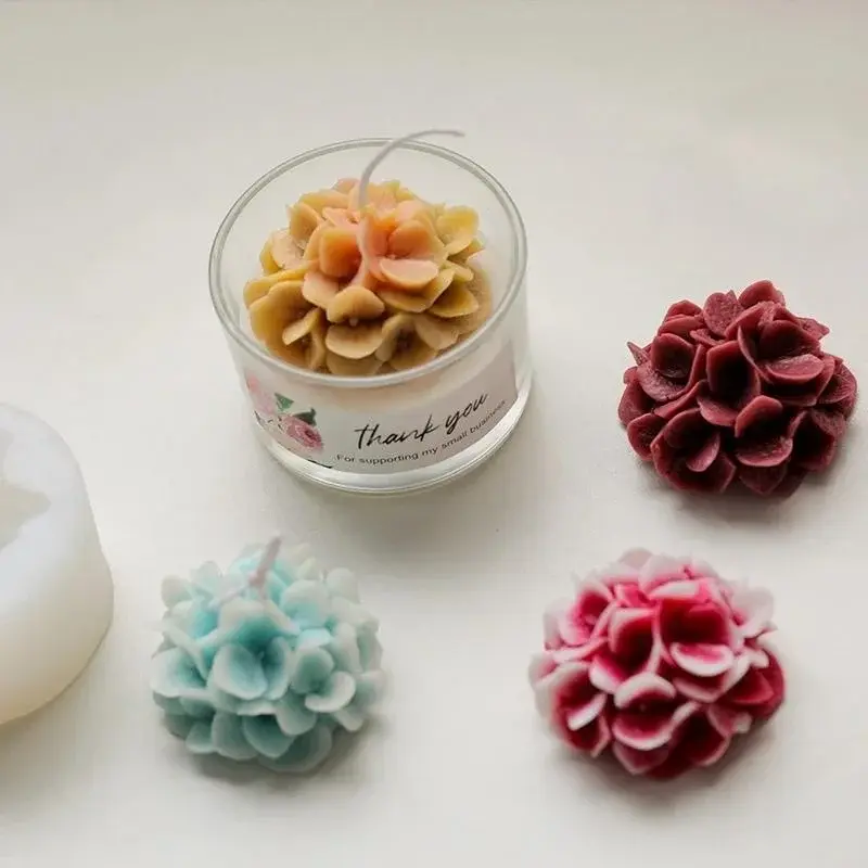Hydrangea Flower Mold Decoration Plant Soap Molds Flowers Candle Moulds Bouquet Making Clay Silicone Molds