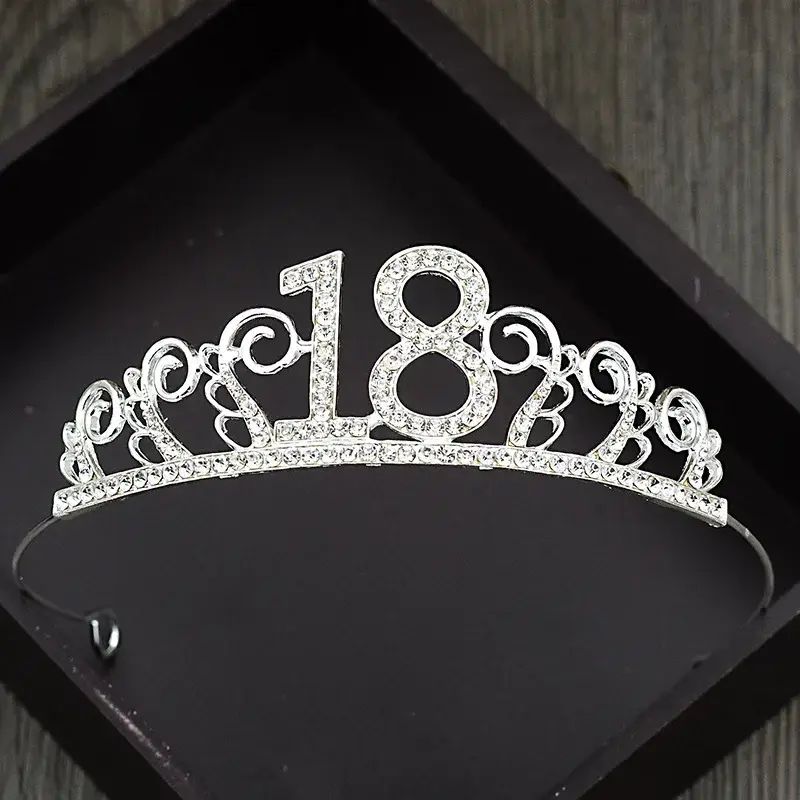 1 Pcs 18th  Birthday Princess Crown Headband Crystal Wedding Crown Hairband Women Headwear Hair Decor