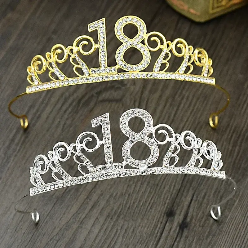 1 Pcs 18th  Birthday Princess Crown Headband Crystal Wedding Crown Hairband Women Headwear Hair Decor