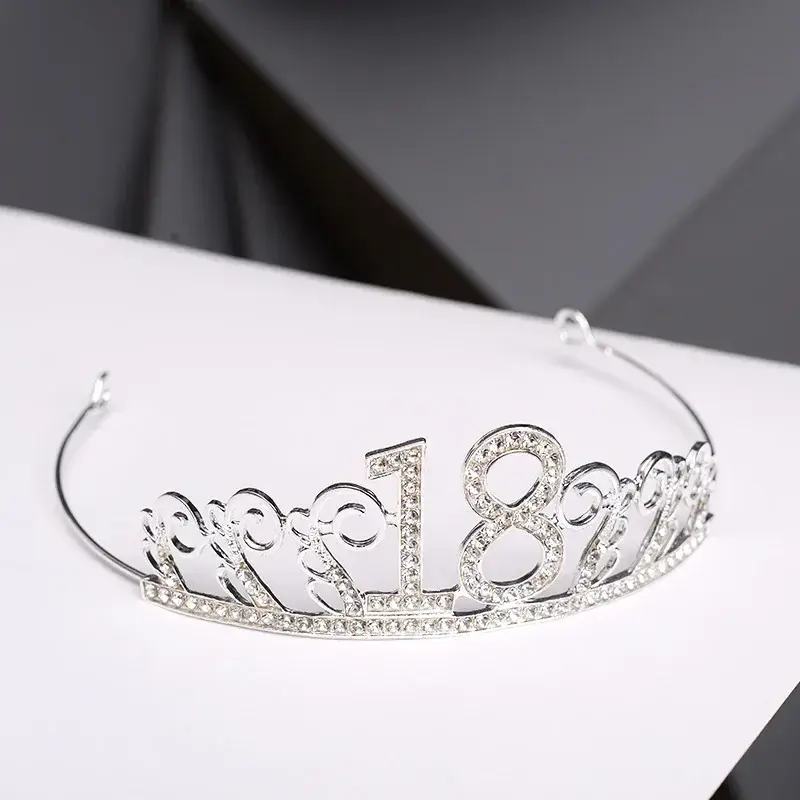 1 Pcs 18th  Birthday Princess Crown Headband Crystal Wedding Crown Hairband Women Headwear Hair Decor