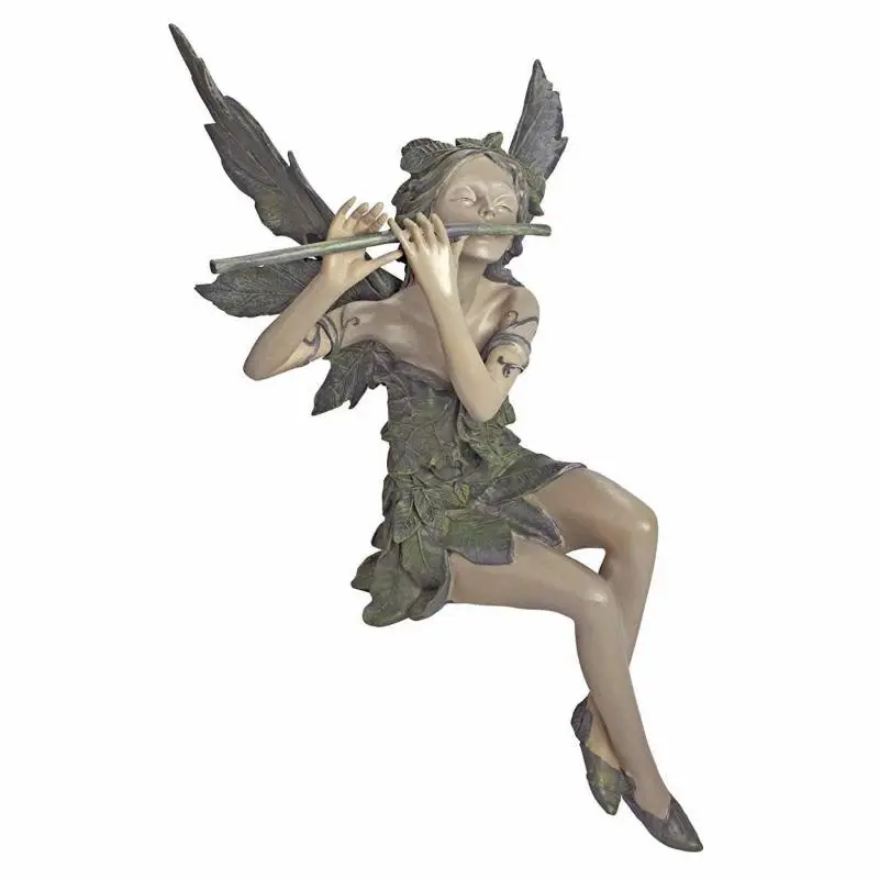 Playing The Flute Fairy Statue Angel Garden Sculpture Decoration Outdoor Garden Lawn Courtyard Resin Crafts