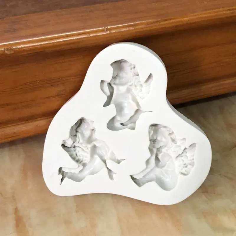 3 Hole Baby Angel Shaped Silicone Mold Cake Decoration Boy Fondant Cookies Tools 3D Silicone Candy Mold