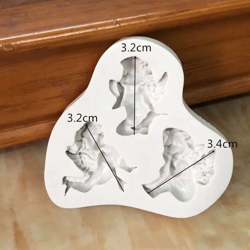 3 Hole Baby Angel Shaped Silicone Mold Cake Decoration Boy Fondant Cookies Tools 3D Silicone Candy Mold