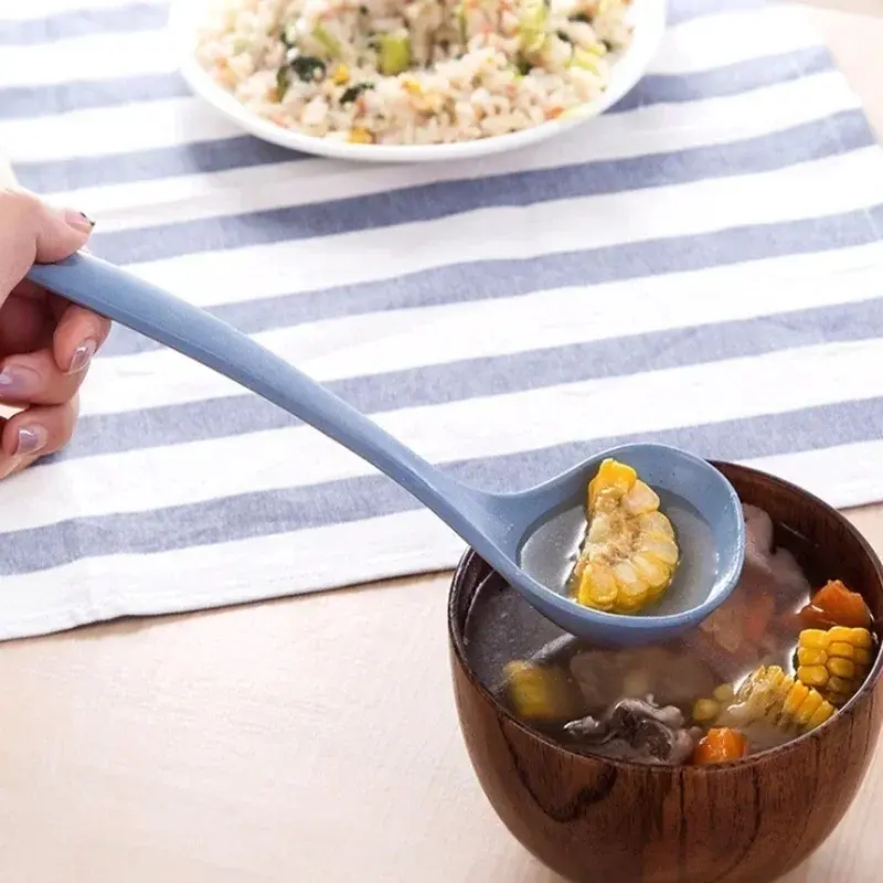1pcs Wheat Stalk Spoon Tablespoons Household Utensils Spoons Plastic Large Soup Long Porridge Rice DinnerScoop Kitchen Tools