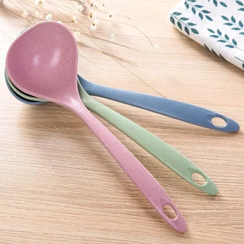 1pcs Wheat Stalk Spoon Tablespoons Household Utensils Spoons Plastic Large Soup Long Porridge Rice DinnerScoop Kitchen Tools
