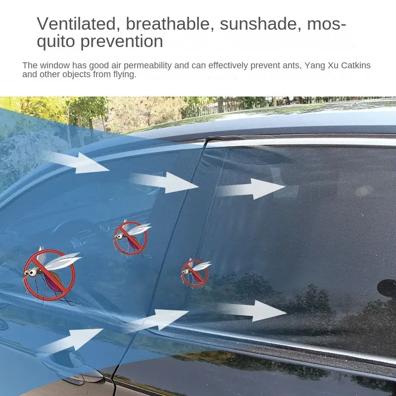 Car Side Window Shade Curtain UV Protect Shield Mesh Front Rear Window Cover Car Sunshade UV Protect Breathable Shade Mosquito