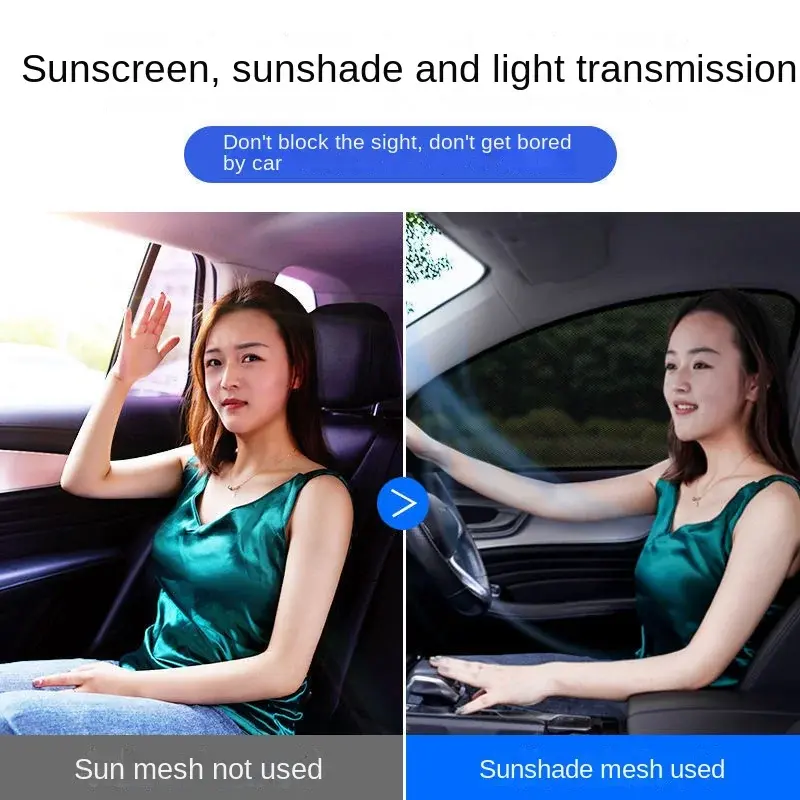 Car Side Window Shade Curtain UV Protect Shield Mesh Front Rear Window Cover Car Sunshade UV Protect Breathable Shade Mosquito