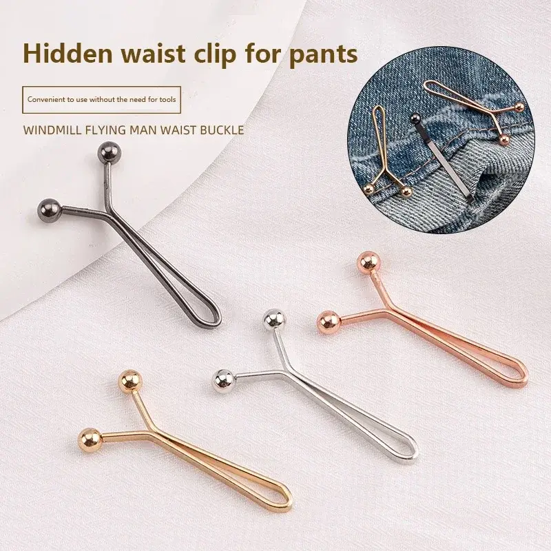 4PCS Jeans Skirts Detachable Buckle Accessories Adjustable Sleeve Clip for Pants Waist Tightening Sleeve Reduction Clip