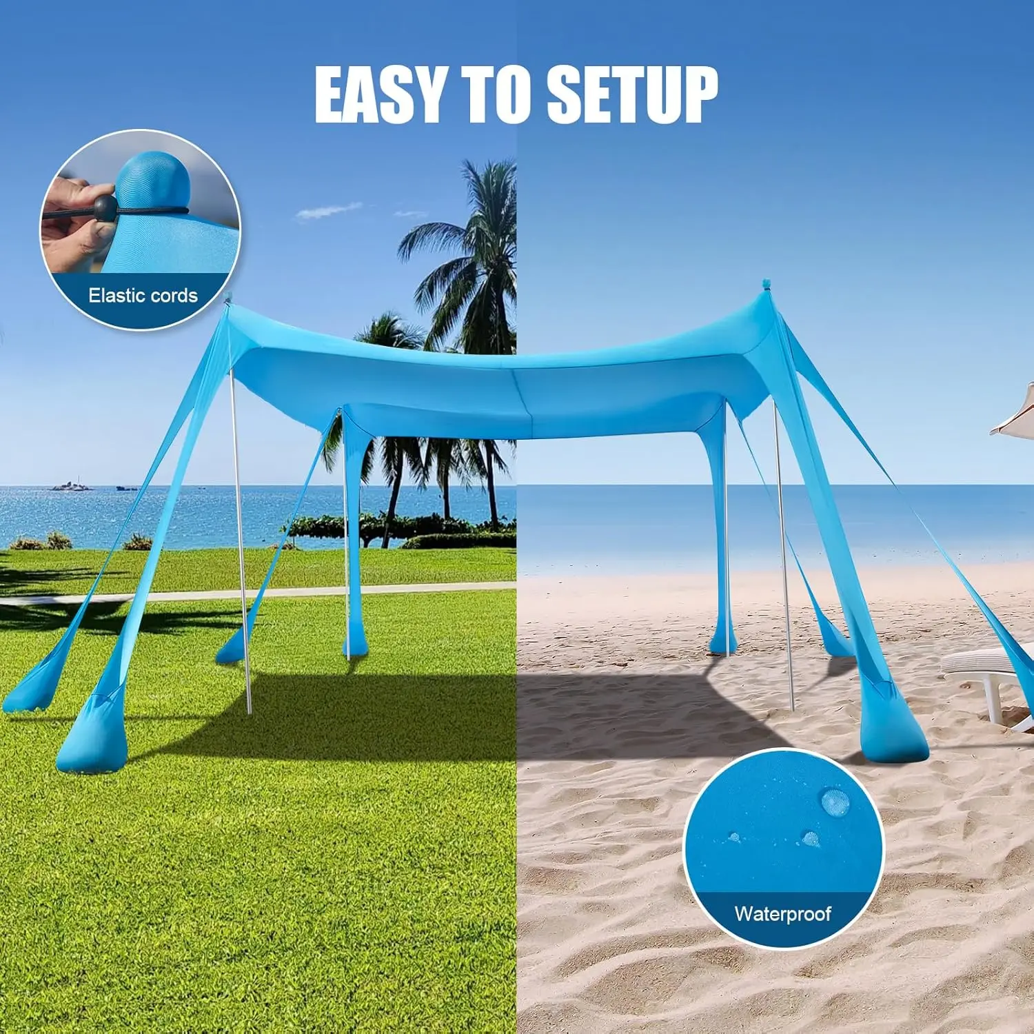 New Lycra Camping Sun Shelter UPF50+ Pop Up Beach Tent Outdoor Shade Beach Canopy for Camping Fishing Backyard Fun or Picnics