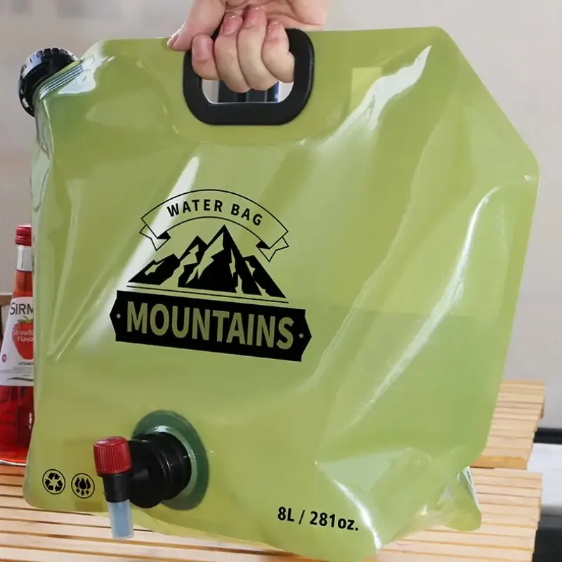 New Portable Water Storage Bag Folding Outdoor Sports Camping Large Capacity Faucet Plastic Bucket Hand Water Container Bag 8L