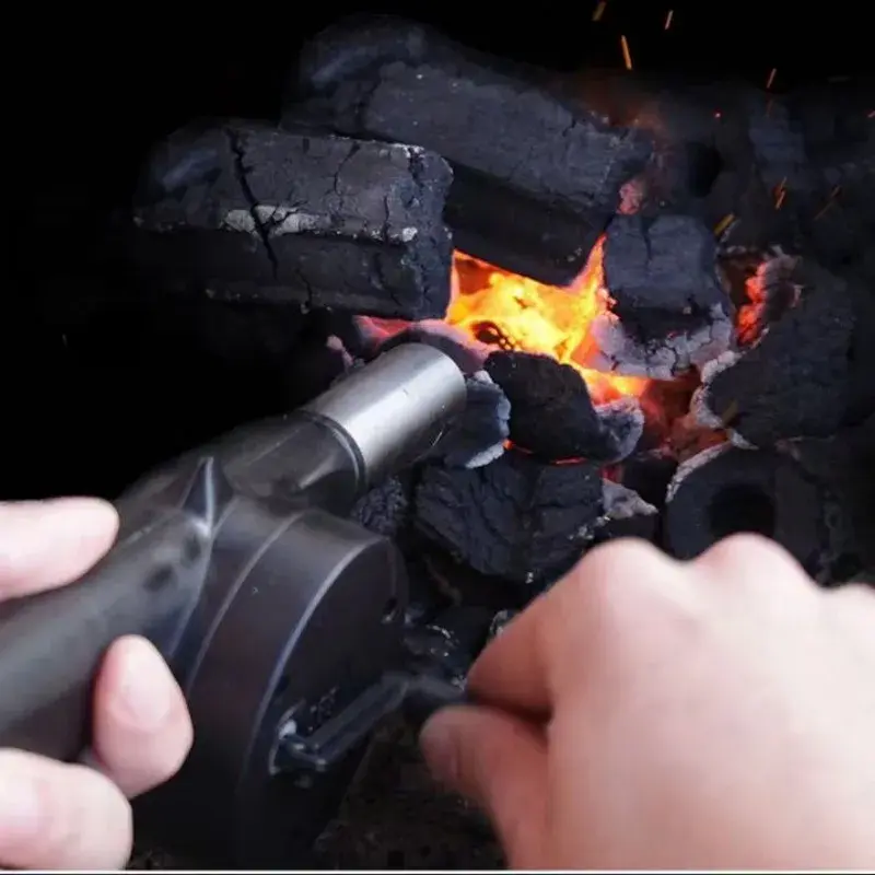 Portable Hand Crank Fan Air Blower Manual BBQ Grill Fire Starter Flame Exciter Cooking Tool for Barbecue Picnic Camping BBQ Tool