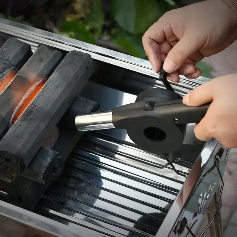 Portable Hand Crank Fan Air Blower Manual BBQ Grill Fire Starter Flame Exciter Cooking Tool for Barbecue Picnic Camping BBQ Tool