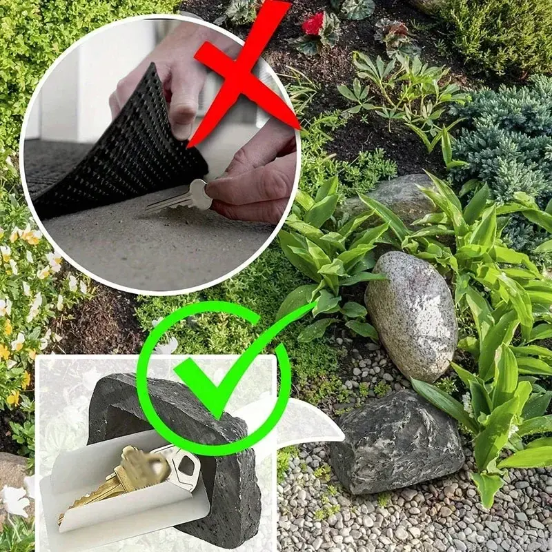 New Hidden Doorstep Key Box Outdoor Courtyard Hidden Doorstep Simulated Small Stone Key Box Outdoor Spare Garden Key Storage Box