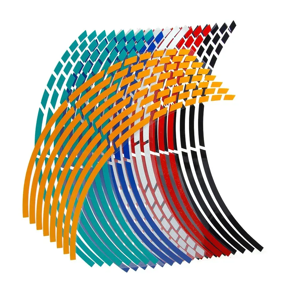 1 Set 8 Colors Car Styling Strips Reflective Motocross Bike Motorcycle Wheel Stickers and Decals 17/18 Inch Reflective Rim Tape