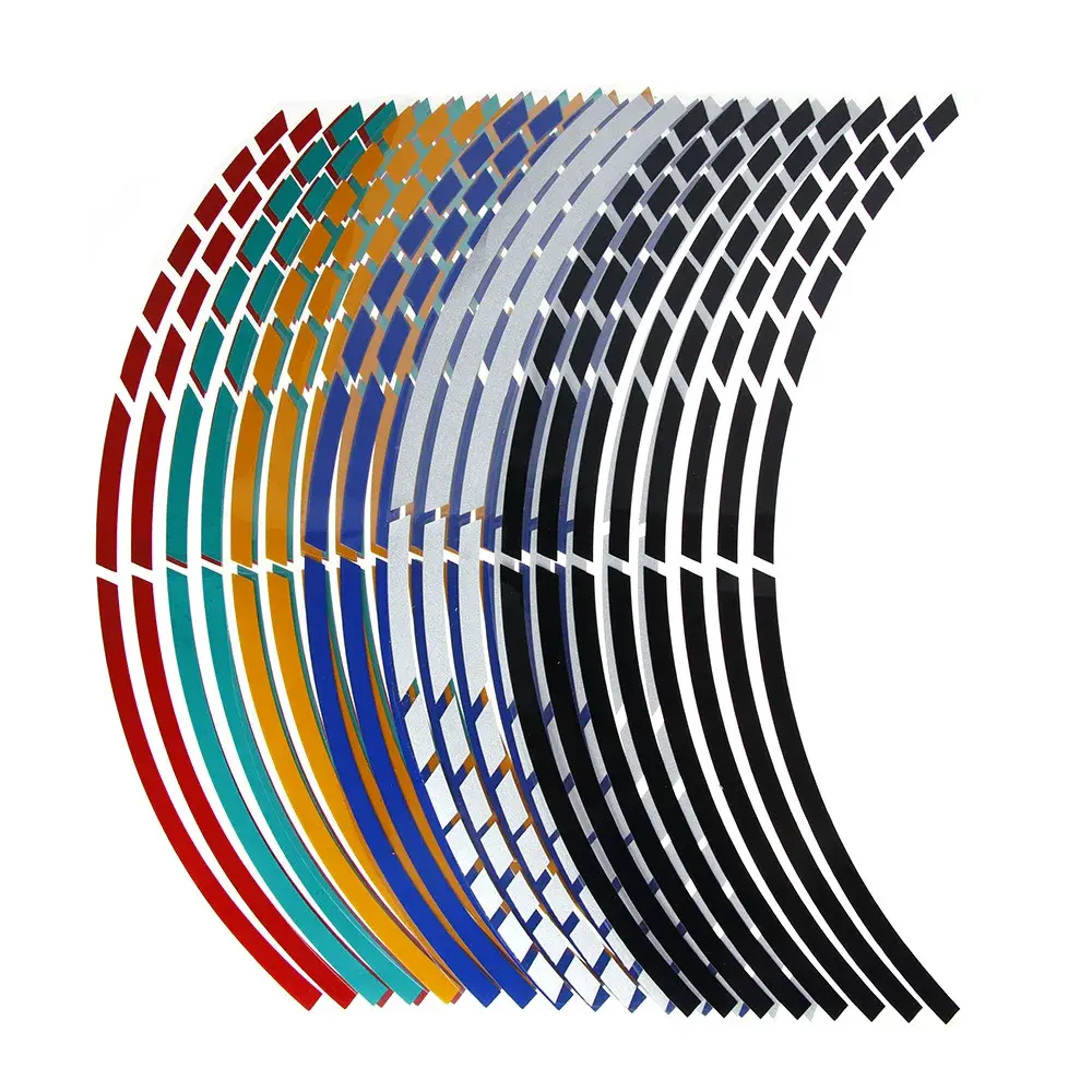1 Set 8 Colors Car Styling Strips Reflective Motocross Bike Motorcycle Wheel Stickers and Decals 17/18 Inch Reflective Rim Tape