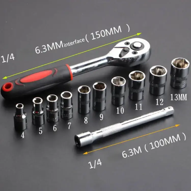 New 12 Pcs Set Upgrade Wrench Socket Set Hardware Car Boat Motorcycle Bicycle Repairing Tool