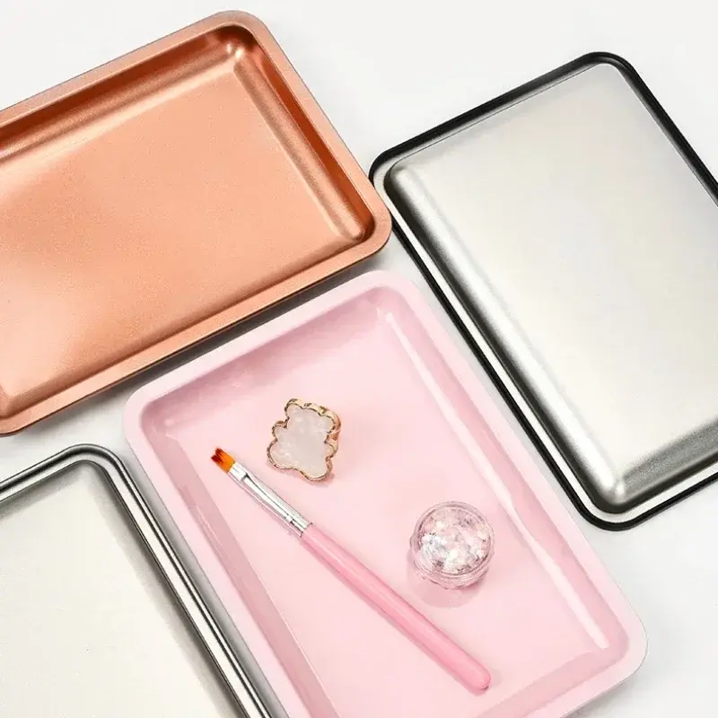 New Stainless Steel Cosmetic Storage Tray Nail Art Equipment Plate Doctor Surgical Dental Tray False Nails Dish Tools