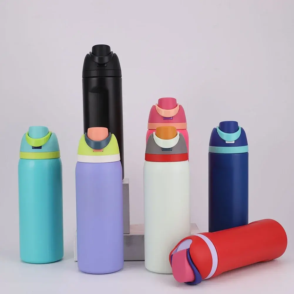 24/32oz Straw Double-Layer Insulated Cup 304 Stainless Steel Sports Water Bottle Travel Vacuum Flask for Outdoor Camping Sports