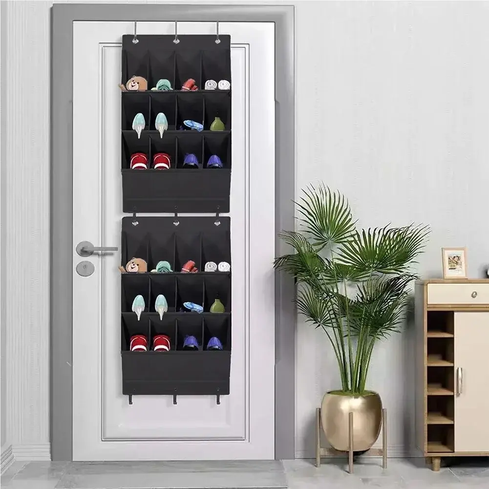 11/12 Grids Wall-mounted Pocket Storage Hanging Bag Shoe Sundries Organizer Rack with Bedroom Bathroom Door Behind Closet Holder