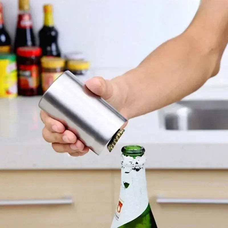 New Stainless Steel Automatic Bottle Beer Opener Non-marking Press Bottle Opener Wine Beer Soda Bottle Opener Bar Kitchen Tool