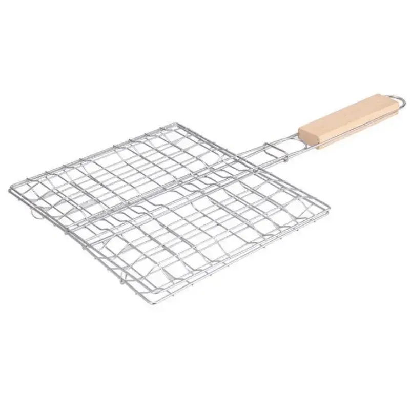 Barbecue Grilling Basket Grill BBQ Net Steak Meat Fish Mesh Holder Home Tools Outdoor BBQ Barbecue Cooking Grill Sliver